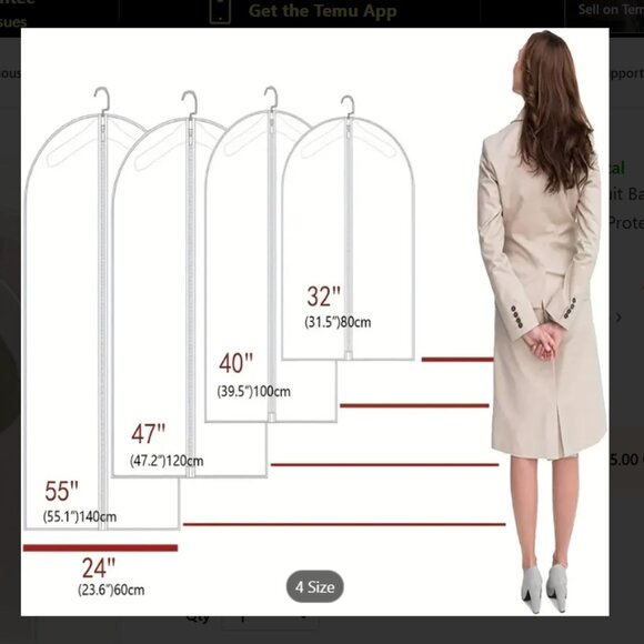 5-piece Waterproof Zippered Garment Bag - Picture 4 of 7